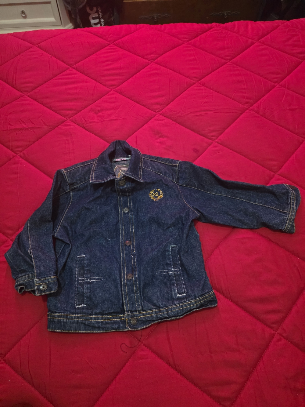 Kids Dark Blue Denim Jacket with Embroidered Crest ROCA WEAR 💙